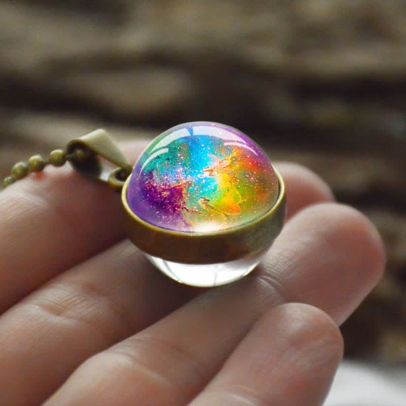 Kreativer Glaball -Mondstern Halskette