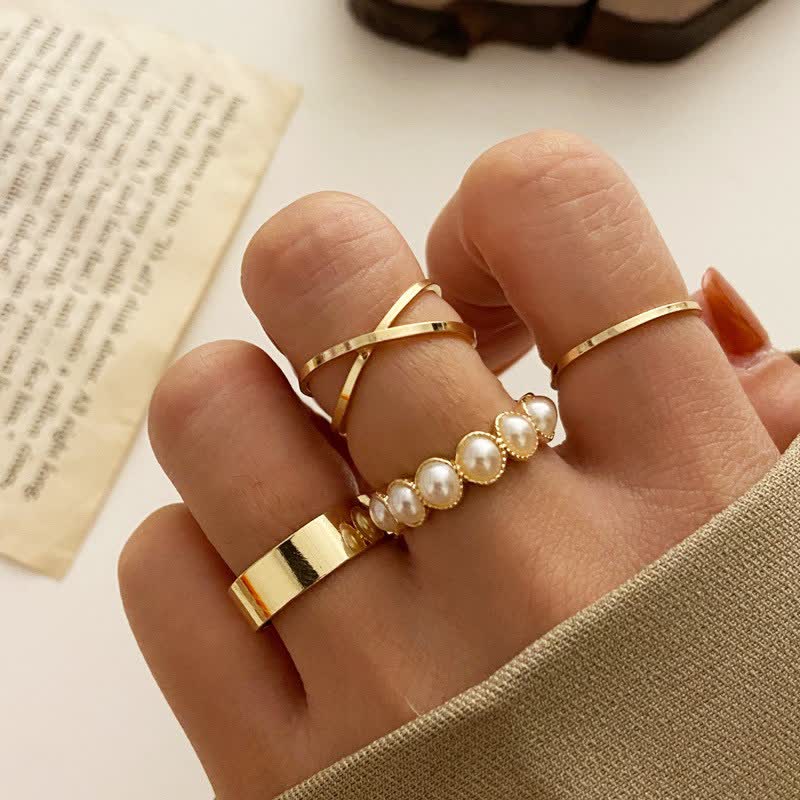 10Pcs Frauen Bohemian Geometrischer Ring -Set