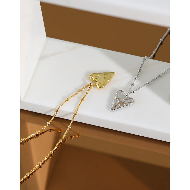 Unregelmäßige Liebesherz-Halskette für Damen aus 925er-Sterlingsilber