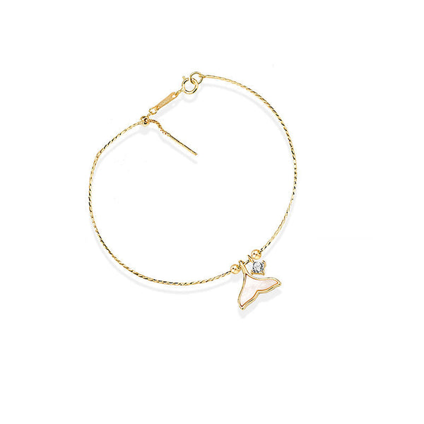 Damen Muschel Fischschwanz CZ 925 Sterling Silber Armband