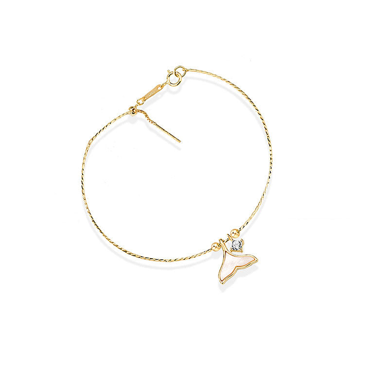 Damen Muschel Fischschwanz CZ 925 Sterling Silber Armband