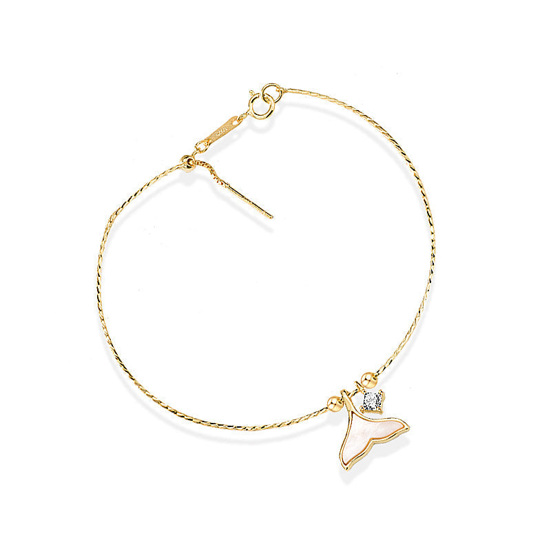 Damen Muschel Fischschwanz CZ 925 Sterling Silber Armband