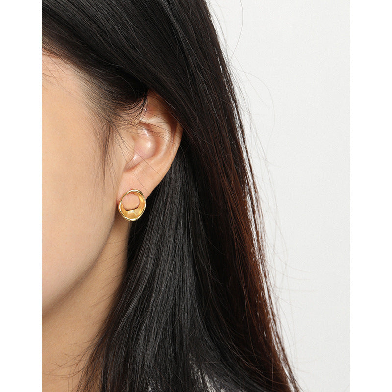 Ohrstecker aus 925er-Sterlingsilber mit Party-Geometrie und unregelmäßigem Kreis