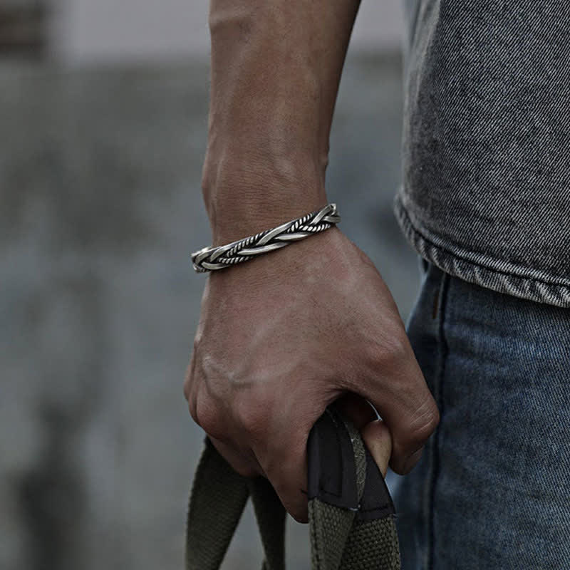 Chavri-Kupfer-Balance-Armband im Wikinger-Stil mit gedrehtem Flechtmuster