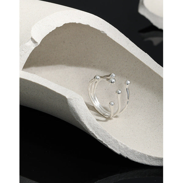 Verstellbarer Ring aus 925er-Sterlingsilber mit modischen unregelmäßigen Perlen und Zweigen