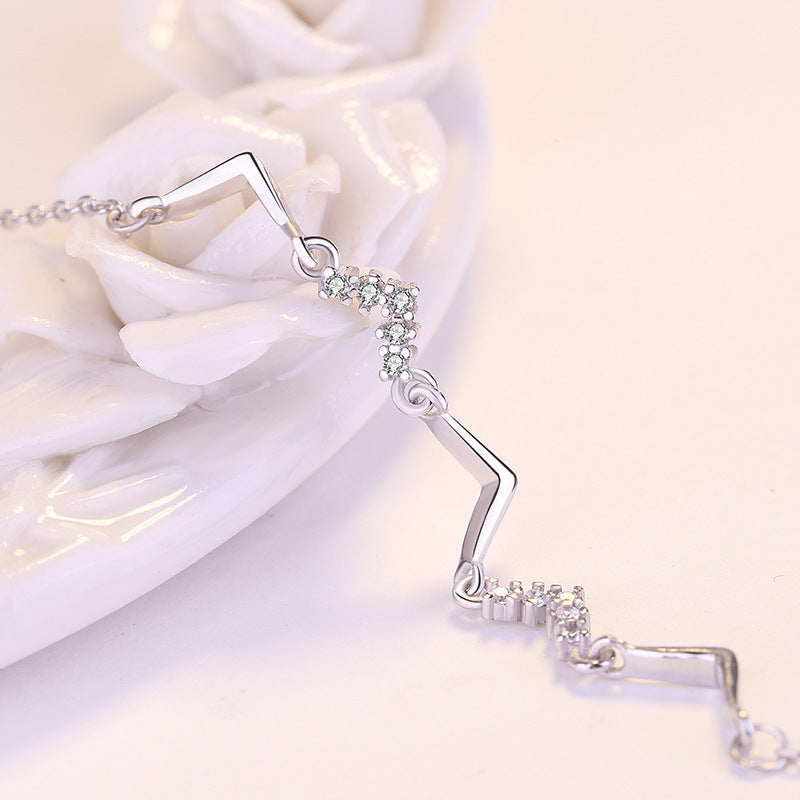 Mädchen-Armband aus 925er-Sterlingsilber, CZ, V-Form, Welle