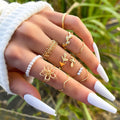 10Pcs Boho Perle Wave Blumblüte Ring Set