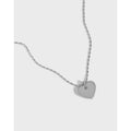 Damen-Halskette aus 925er-Sterlingsilber mit Röhrenperlen und Herz
