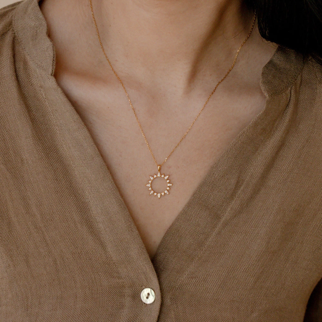 Boho Sun Zirkon Halskette