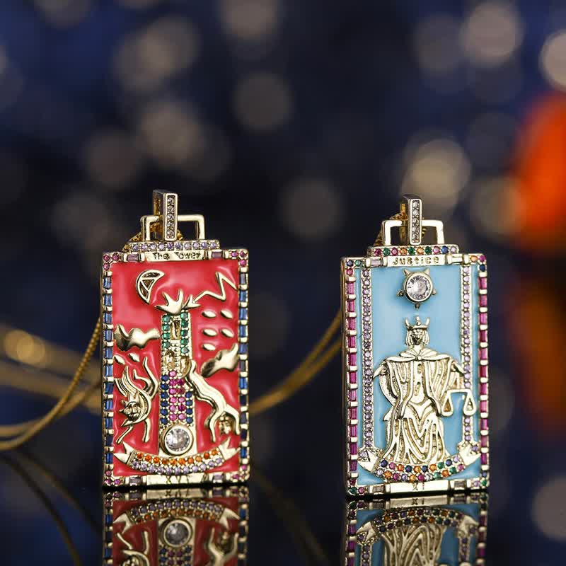 Emaille Major Tarot Card Halskette