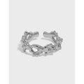 Modischer verstellbarer Ring aus 925er-Sterlingsilber mit hohler Nietenkette