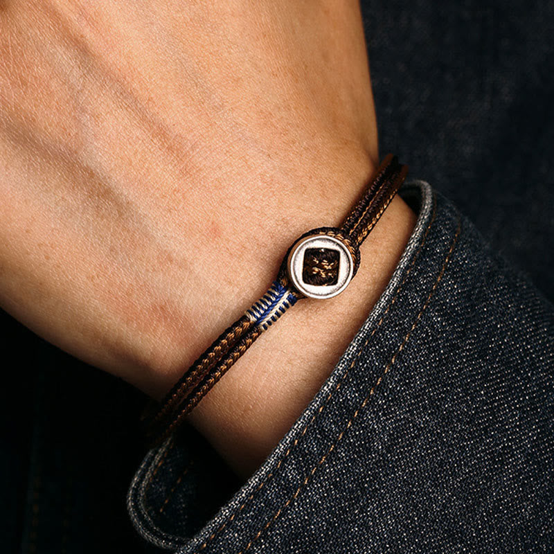 Handgefertigtes Chavri-Armband aus 925er-Sterlingsilber mit Knopfschutz