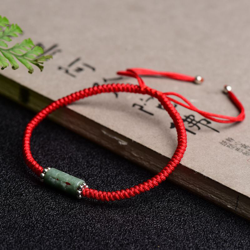 Chavri Natural Jade Companion Lucky Red String Armband