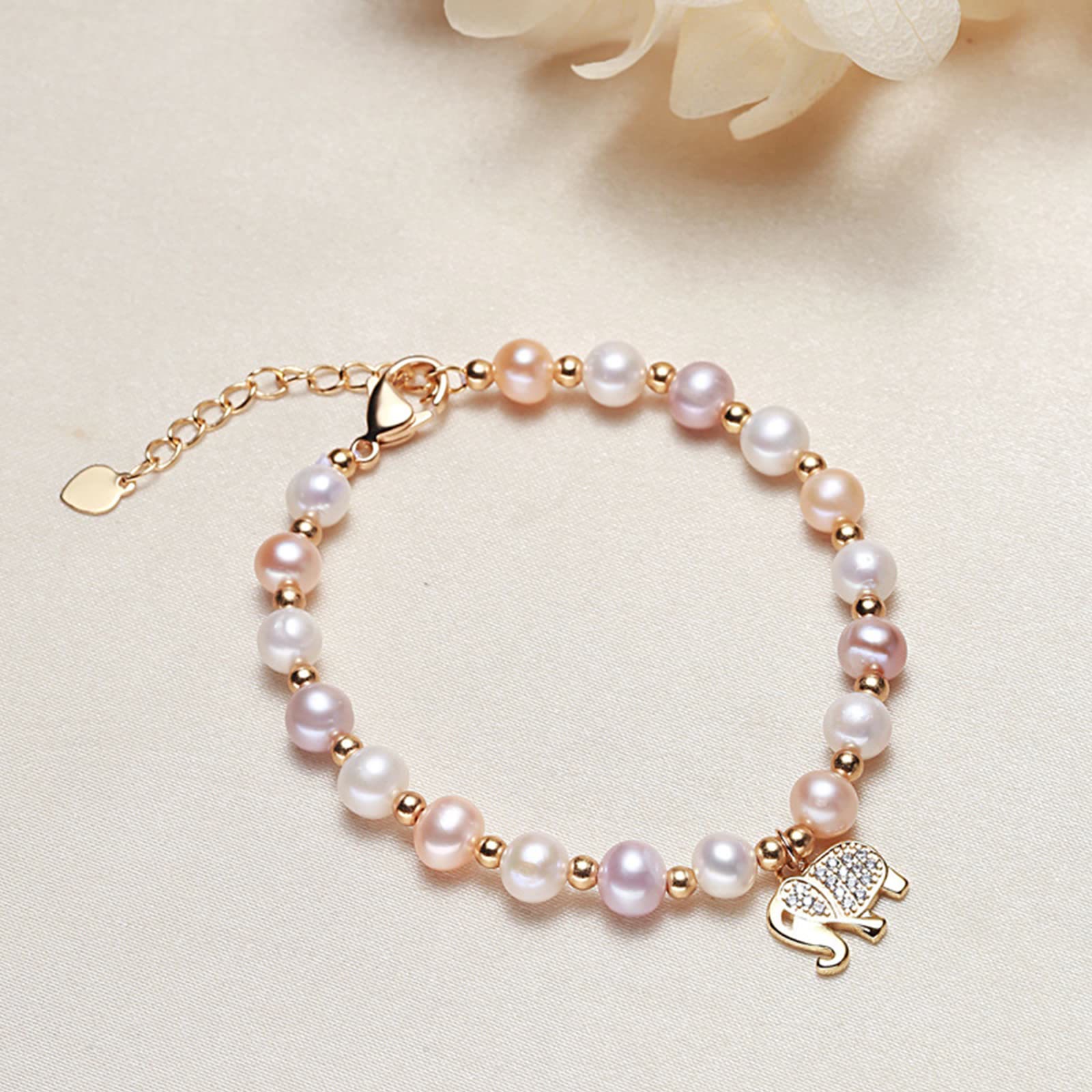 Süßwasserperlen 14K Gold Gefüllt Elefanten Frauen Armband