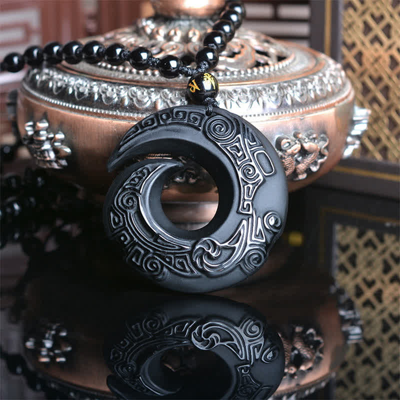 Chavri natürlicher schwarzer Obsidian-Eis-Obsidian-Stärke-Halsketten-Anhänger