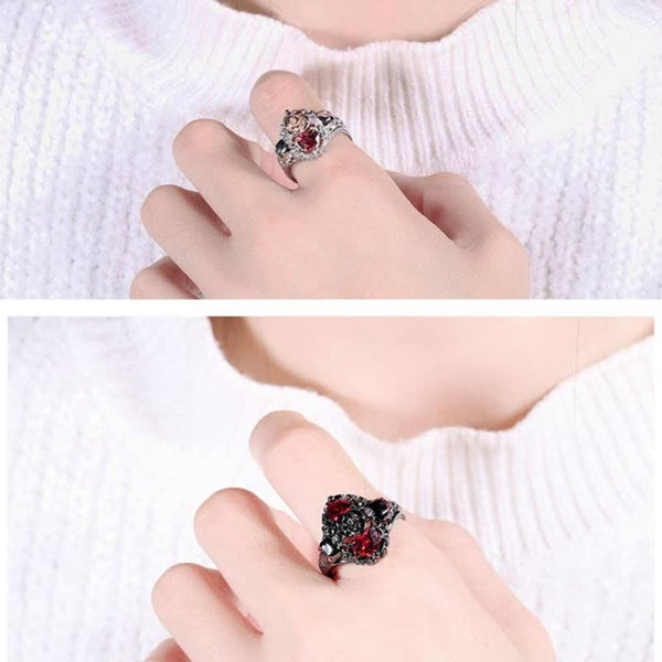 Kostenlos Retro Skull Love Heart Ruby Ring
