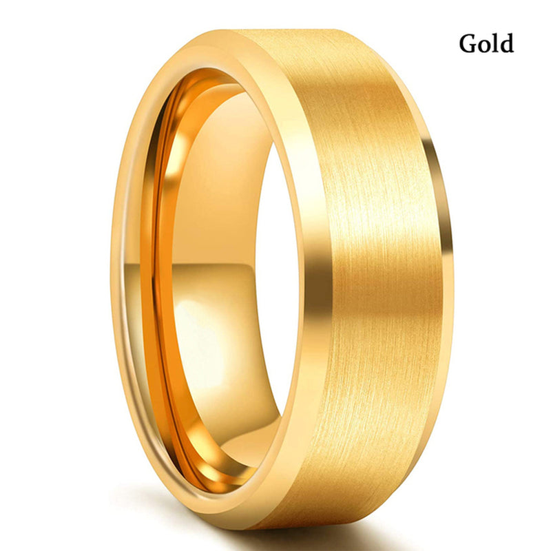 Mode Männer 8Mm Gold Farbe Nut Abgeschrägte Kante Wolfram Hochzeit Carbon Faser Ring Punk Zahnrad Edelstahl Ring für Männer