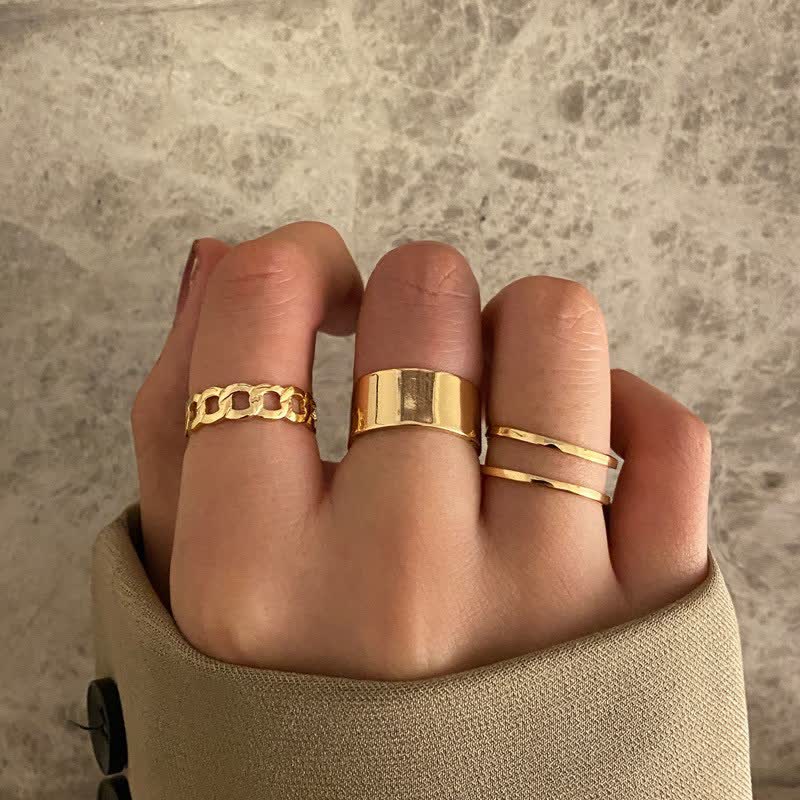 10Pcs Frauen Bohemian Geometrischer Ring -Set