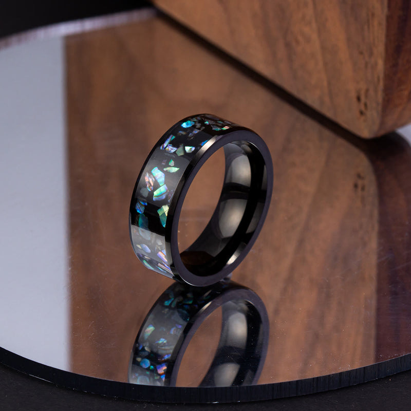 Zerkleinerter Opal Abalone Wolfram -Carbidring