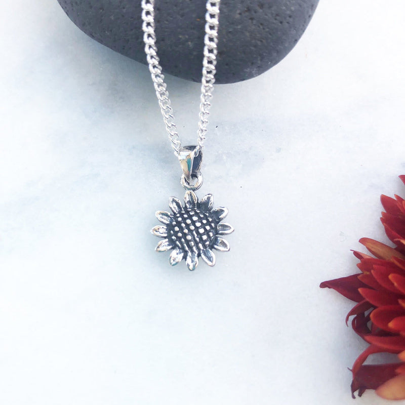 Positivität Glück Silber Sonnenblumen Halskette