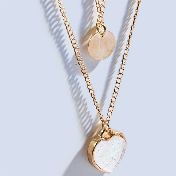 2 Schicht Romantische Herzcharme Halskette Sammlung