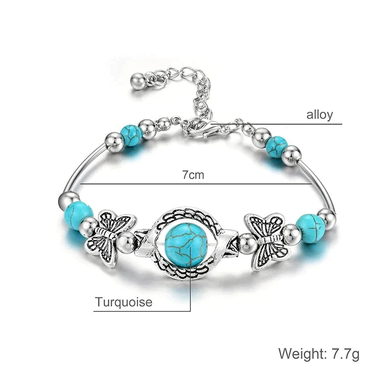 Armband mit Schmetterlings und Türkisperlen