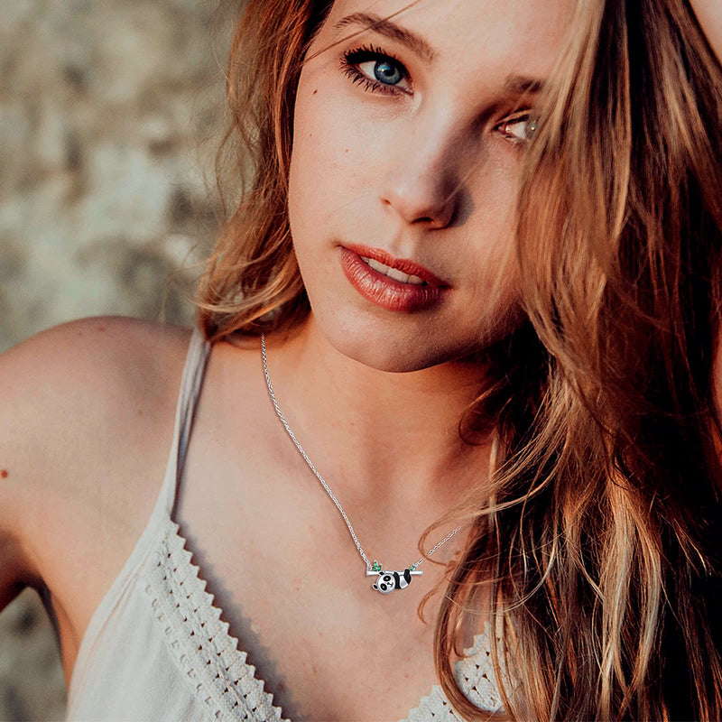 Glück Und Liebe Süße Panda -Blatt -Halskette