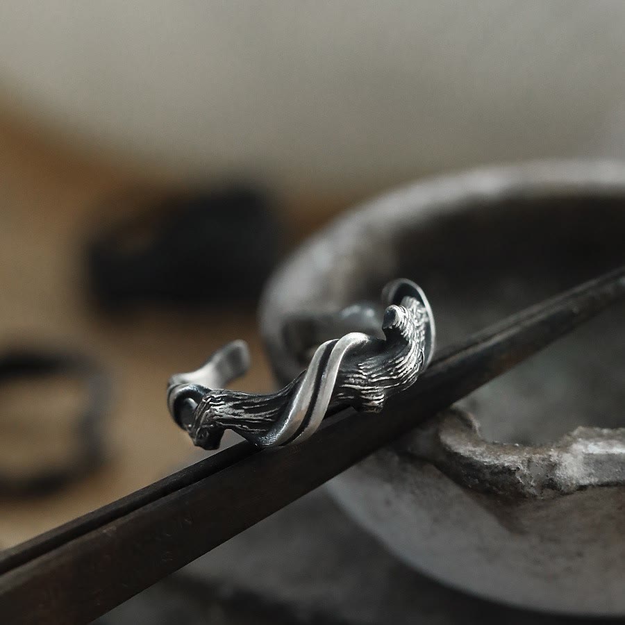 Driftwood Vintage Distressed 999 Sterling Silber Ring