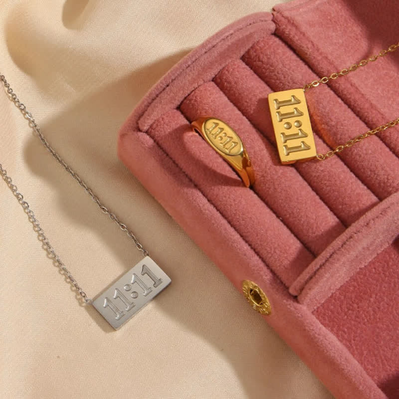 11 11 Engelsnummer Zierkette Und Ring