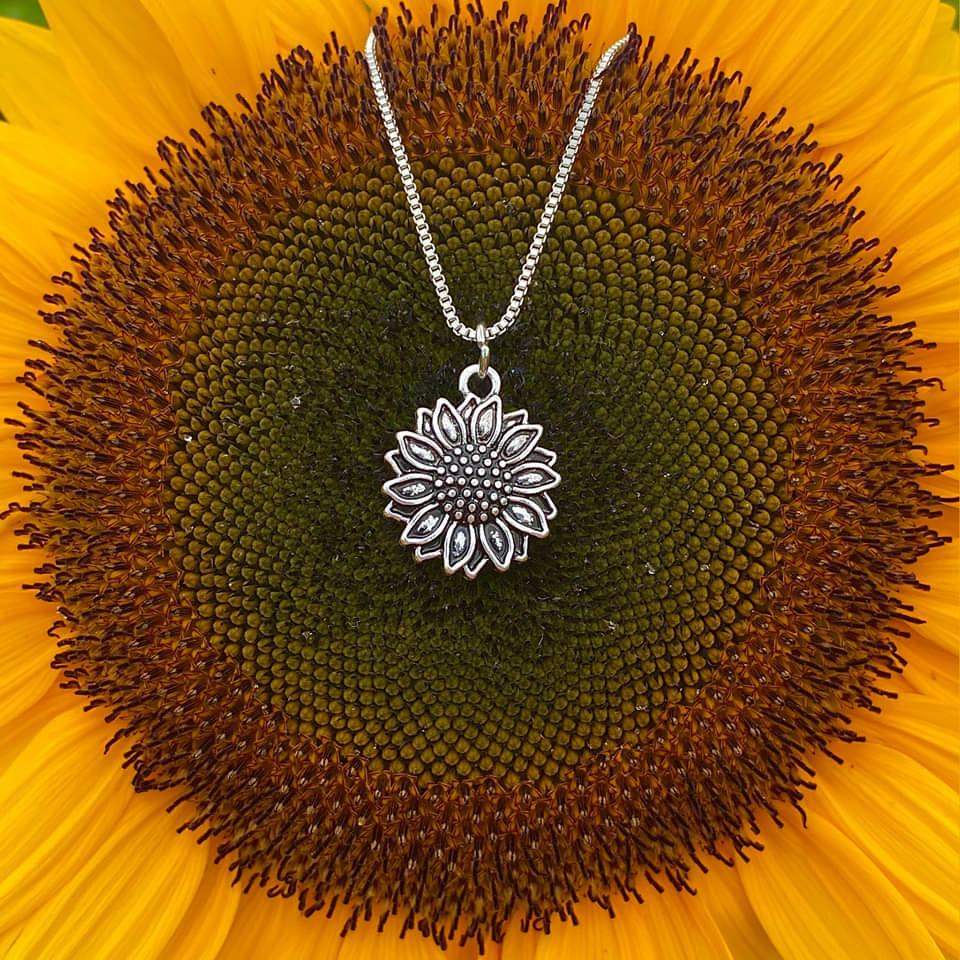 Positivität Glück Silber Sonnenblumen Halskette