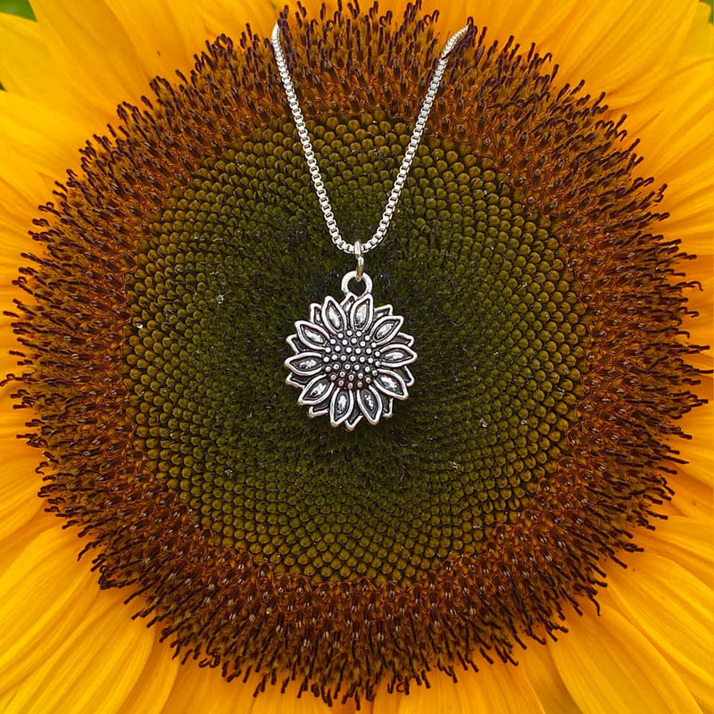 Positivität Glück Silber Sonnenblumen Halskette