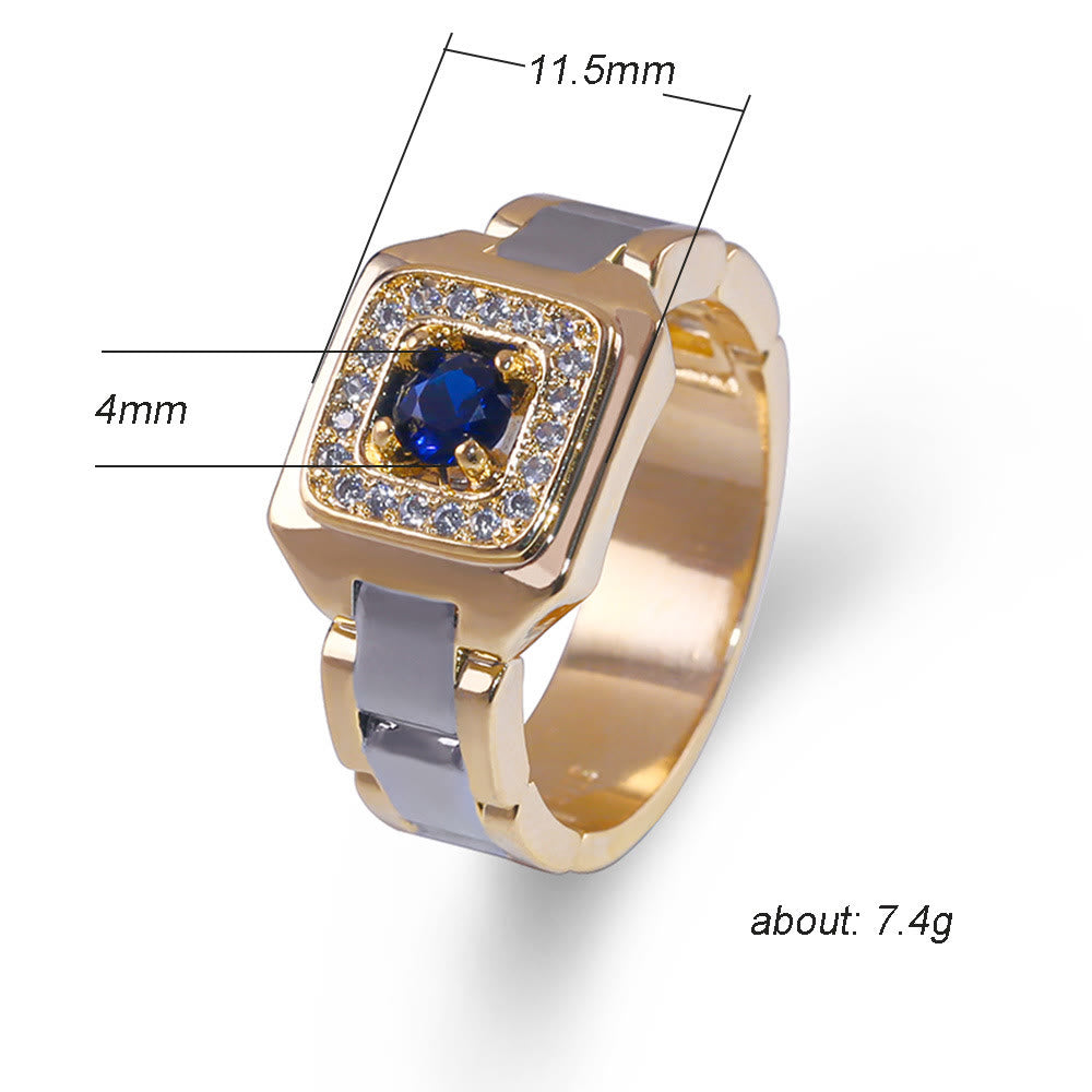 Mode Luxus Sapphire Gold Uhrenform Ring