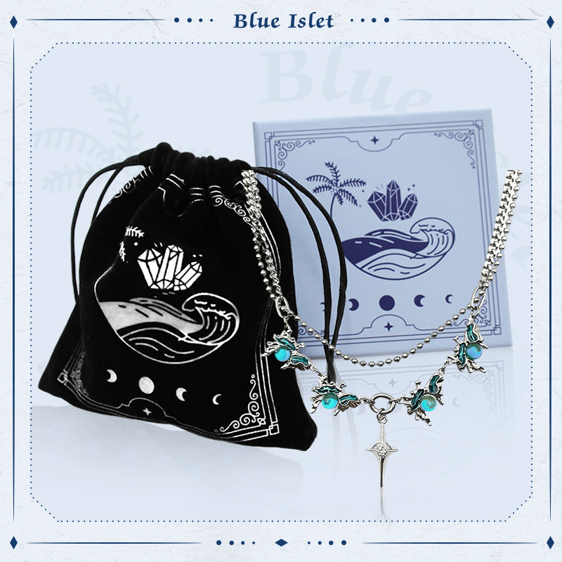 Blue Moonstone Cross Star Halskette