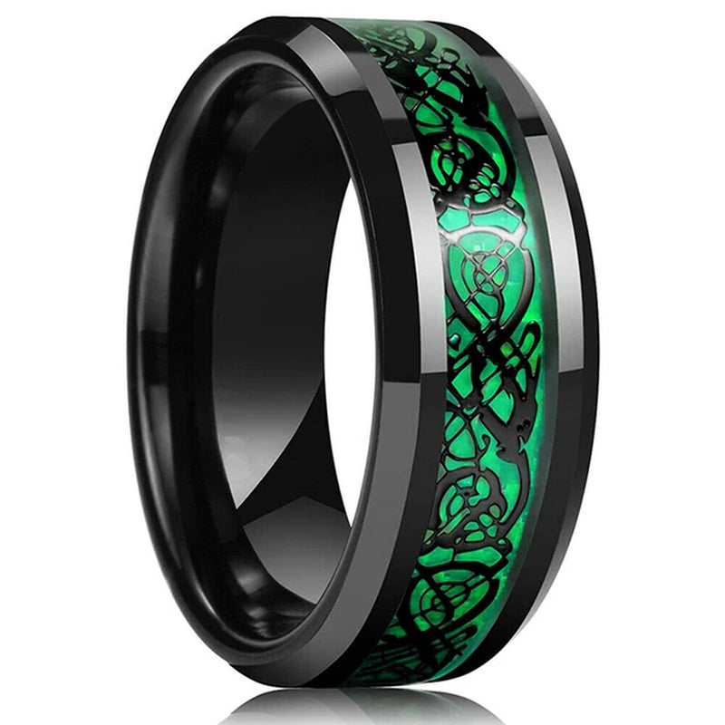 Mode Männer 8Mm Gold Farbe Nut Abgeschrägte Kante Wolfram Hochzeit Carbon Faser Ring Punk Zahnrad Edelstahl Ring für Männer