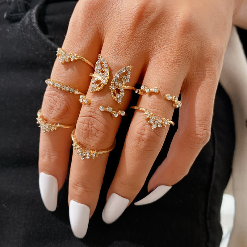 10Pcs Frauen Bohemian Geometrischer Ring -Set