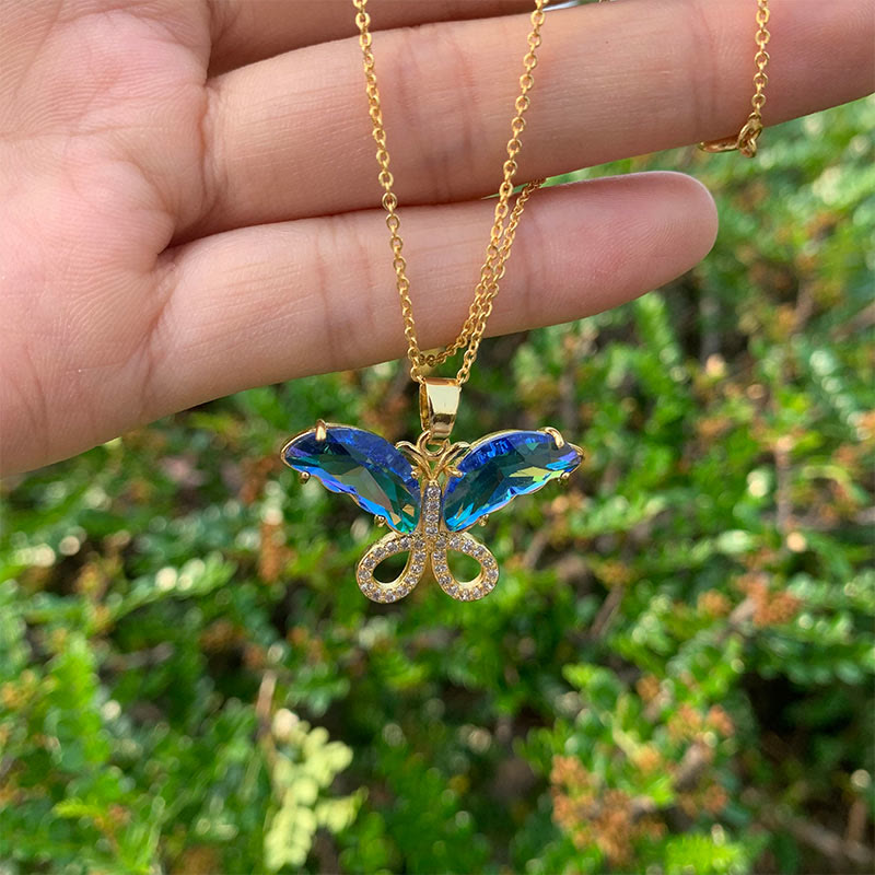 Kristallglas Schmetterling Halskette