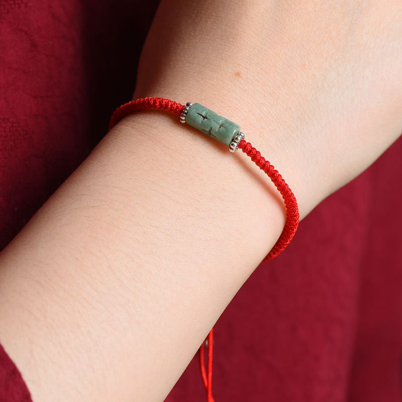 Chavri Natural Jade Companion Lucky Red String Armband