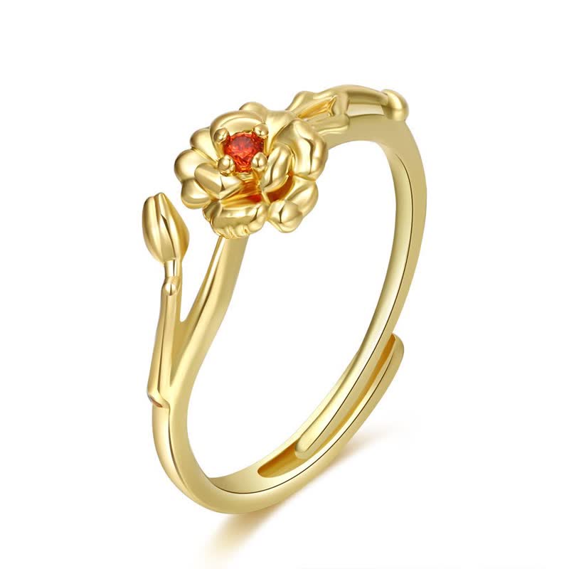 Einstellbarer Geburtsstein Mit Geburtsblütenring