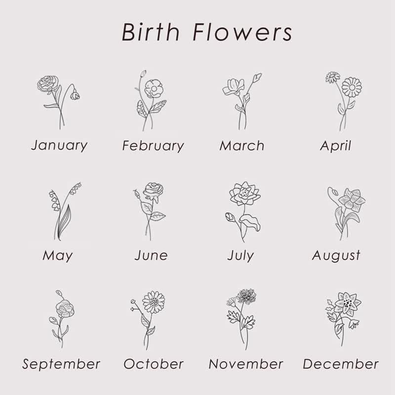 Geprägter Geburtsstein Empfindliche Geburtsblumenkette