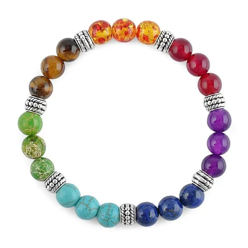 7 Chakra-Armband, schwarze Lava-Heilungs-Balance-Perlen