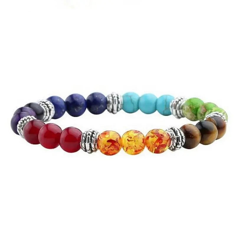 7 Chakra-Armband, schwarze Lava-Heilungs-Balance-Perlen