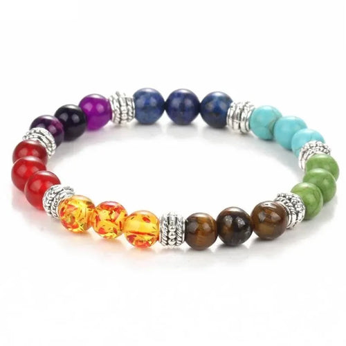7 Chakra-Armband, schwarze Lava-Heilungs-Balance-Perlen