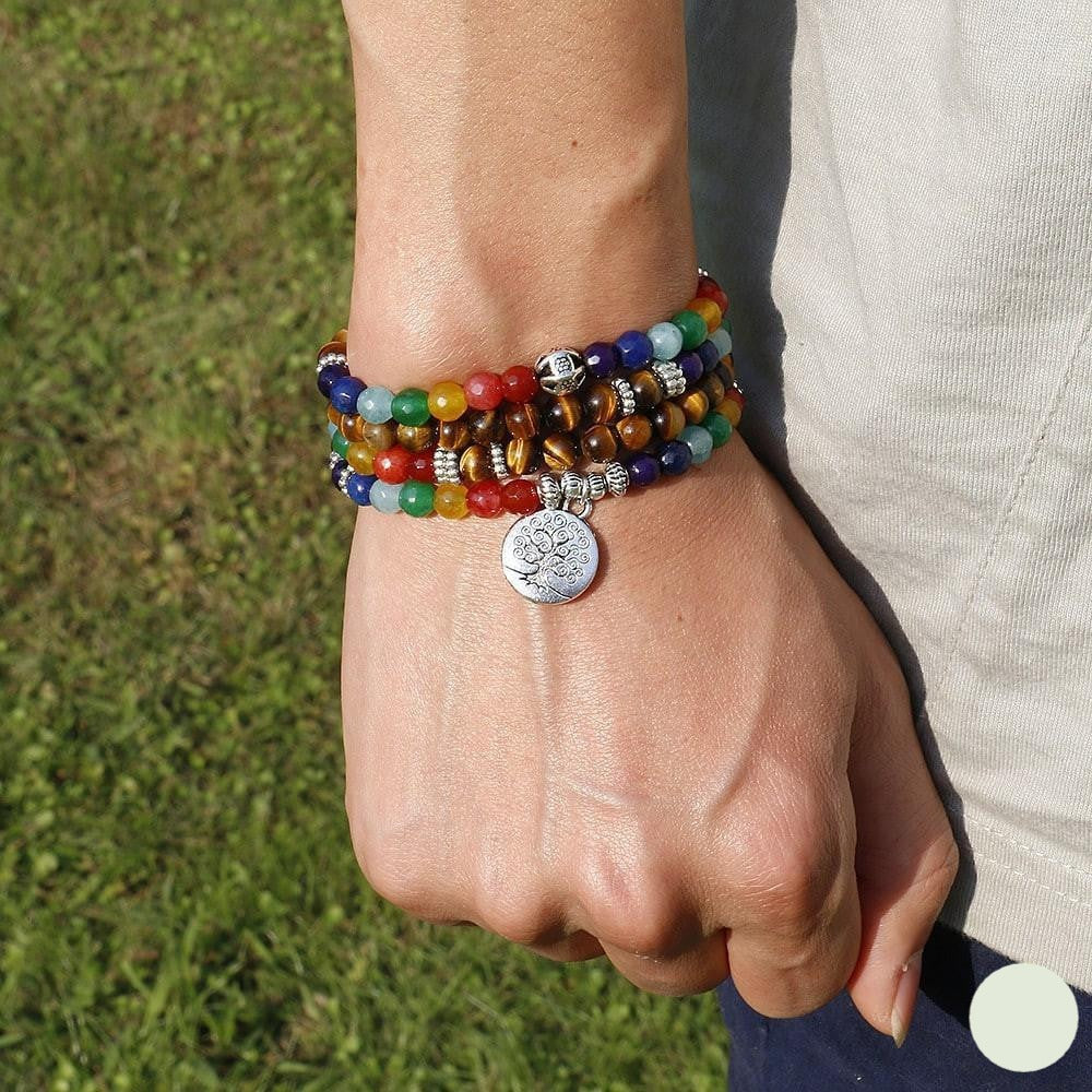 Baum des Lebens 7 Chakra Tigerauge Armband