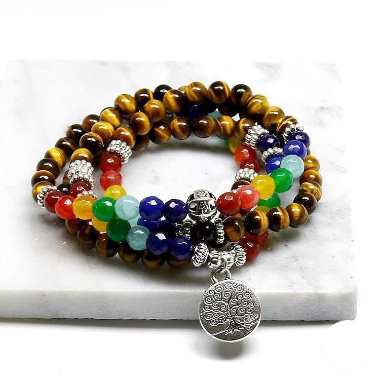 Baum des Lebens 7 Chakra Tigerauge Armband