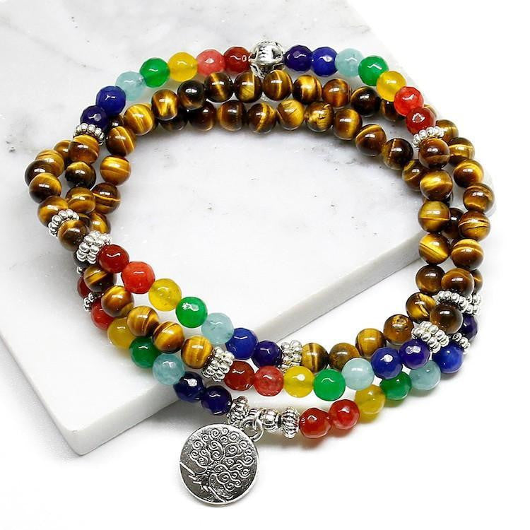 Baum des Lebens 7 Chakra Tigerauge Armband