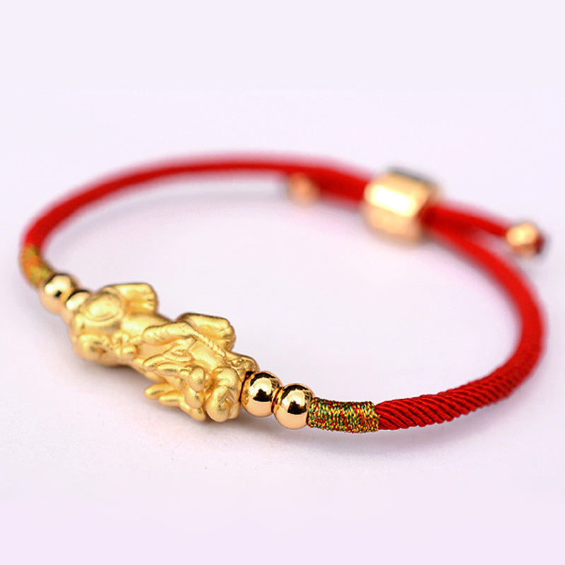 Chavri 24K vergoldetes PiXiu Luck Red String Armband