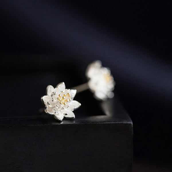 Chavri 925 Sterling Silber Lotusblüten-Balance-Ohrringe