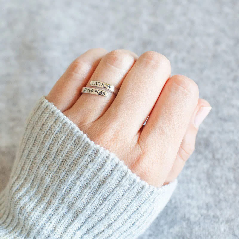 Glaube Über Angst Offen Verstellbarer Erinnerung Ring