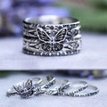 Kreativer Vintage Ladies Butterfly Fünf -Stück -Ring -Set