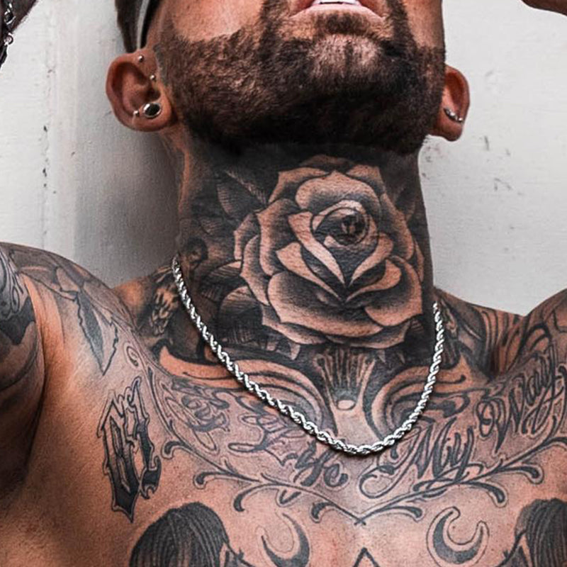 Lange Halskette aus rostfreiem Seil für Herren